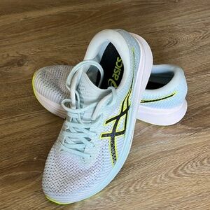 Asics Women's Shoes - Light Blue and Neon Yellow